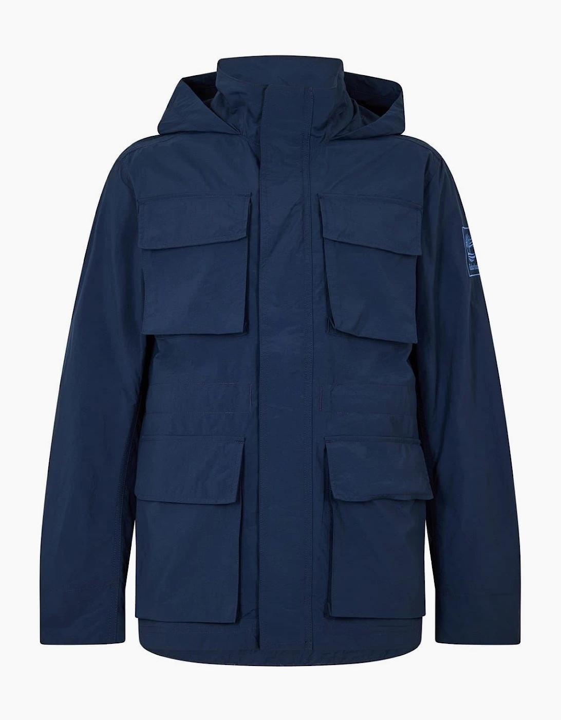 Abington Solid Patterned Hooded Snap Button Field Jacket