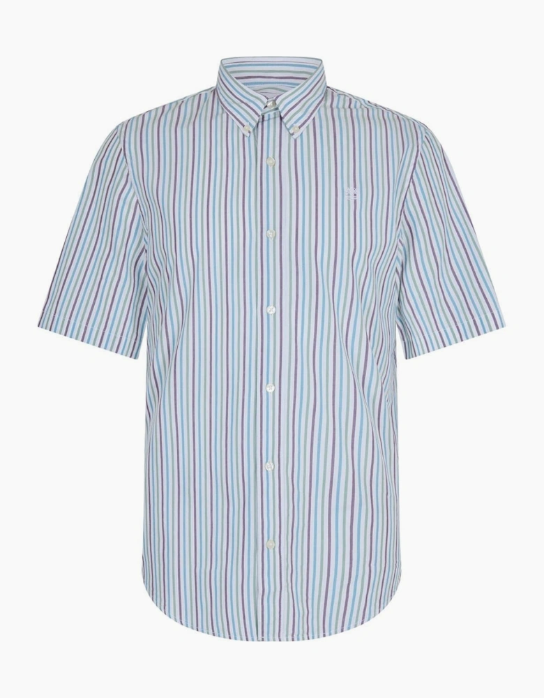 Striped Button Down Collar Short Sleeve Shirt