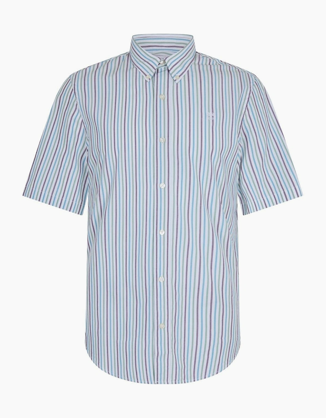 Striped Button Down Collar Short Sleeve Shirt