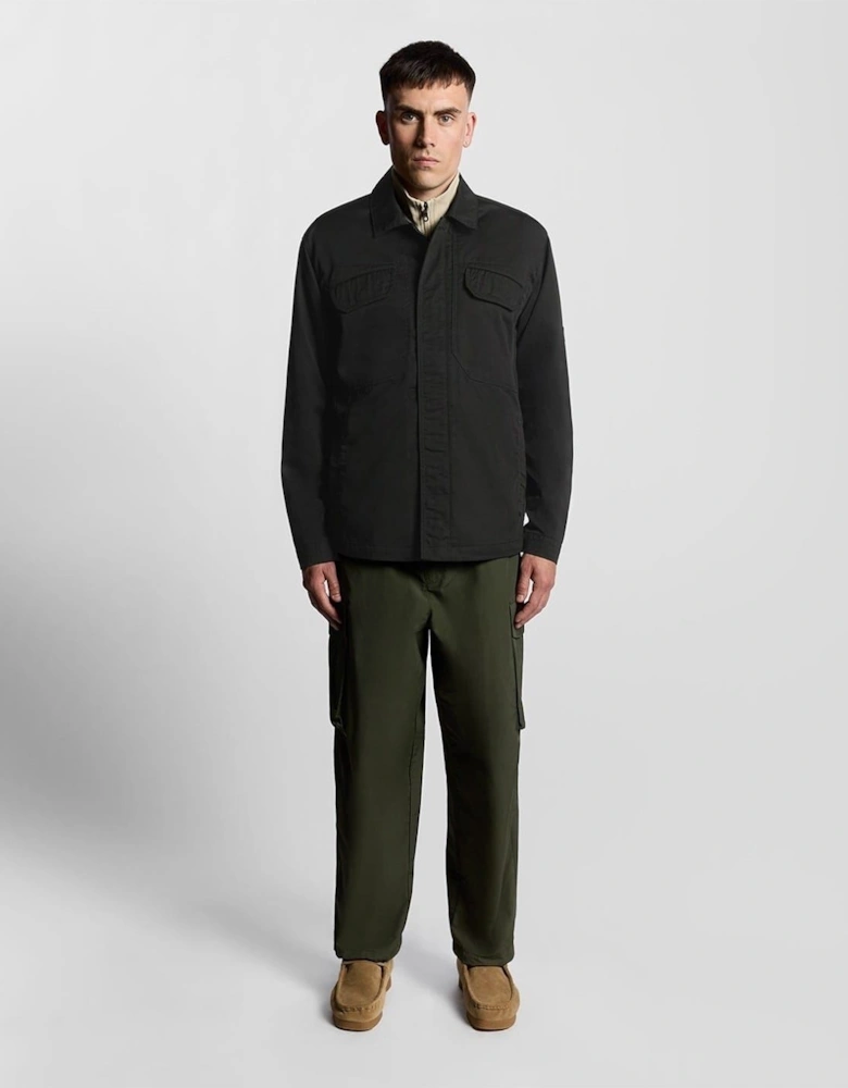 Solid Patterned Overshirt with Flap Pocket