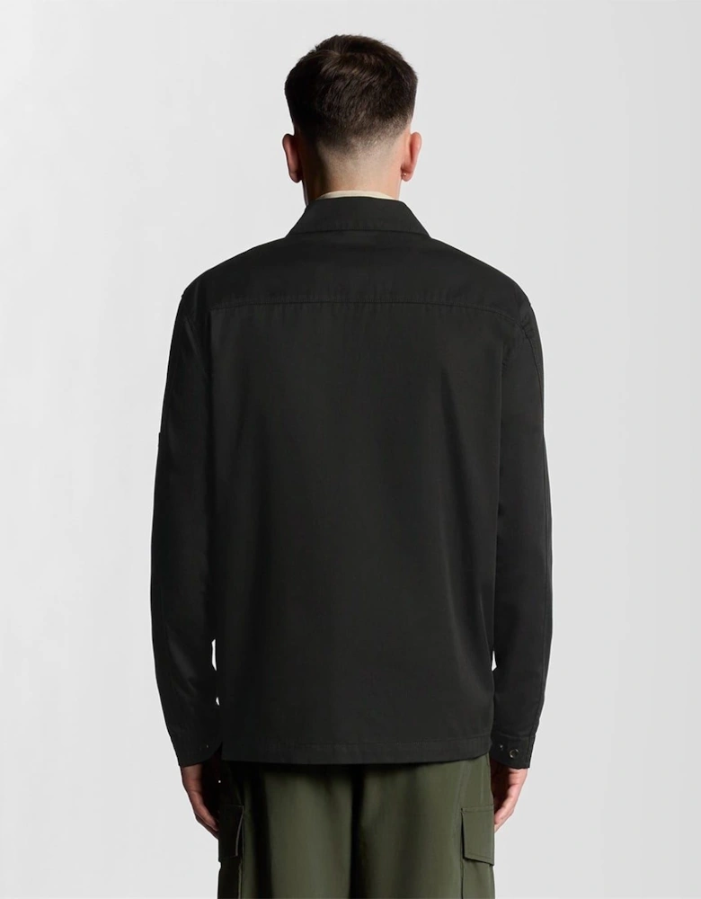Solid Patterned Overshirt with Flap Pocket