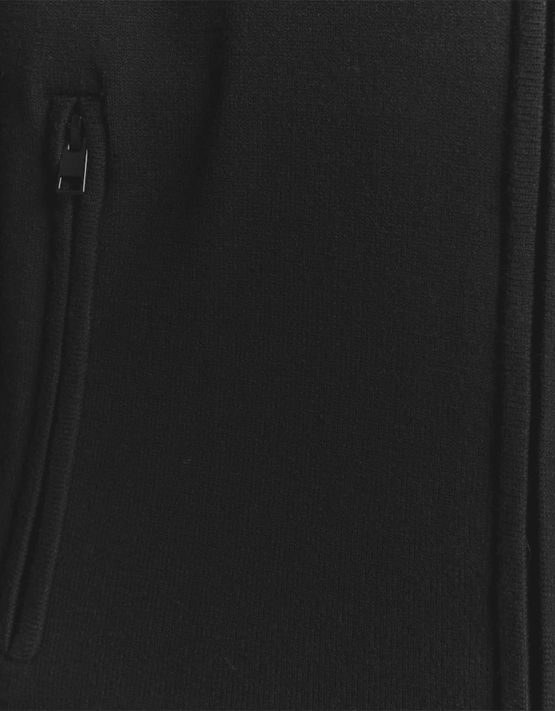 Solid Patterned Mock Neck Ribbed Cuff Zipped Pocket Track Jacket