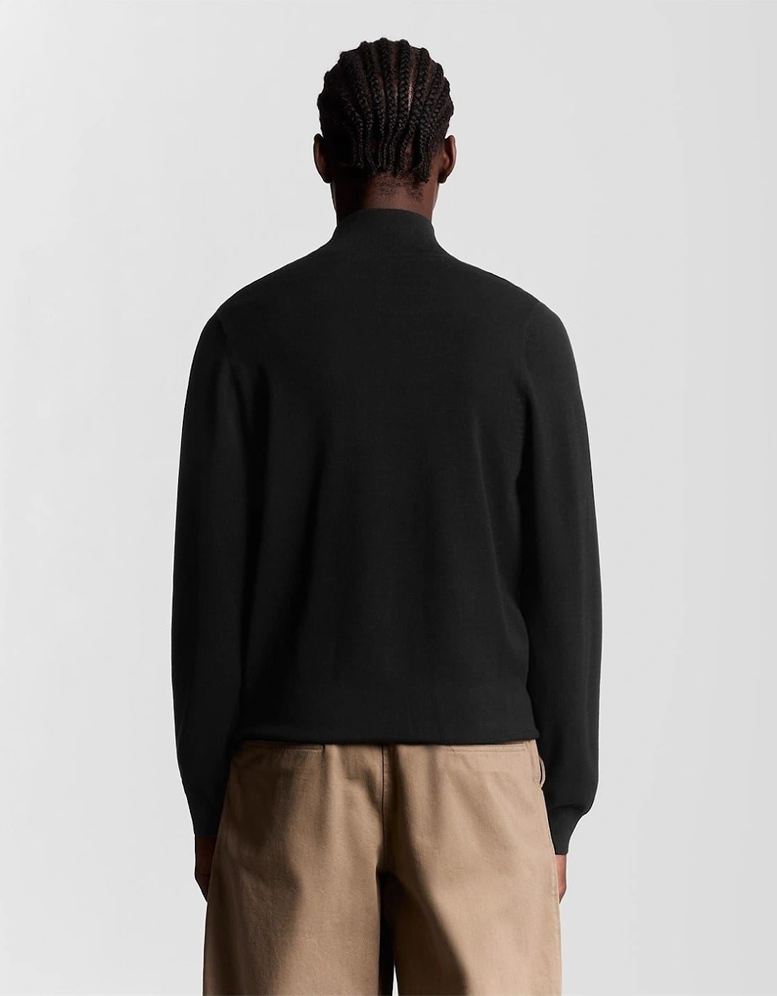 Solid Patterned Mock Neck Ribbed Cuff Zipped Pocket Track Jacket