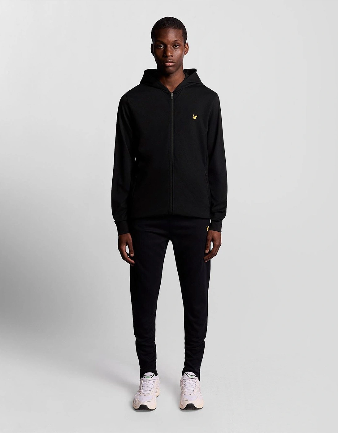 Solid Patterned Hooded Ribbed Cuff Full Zipper Jacket