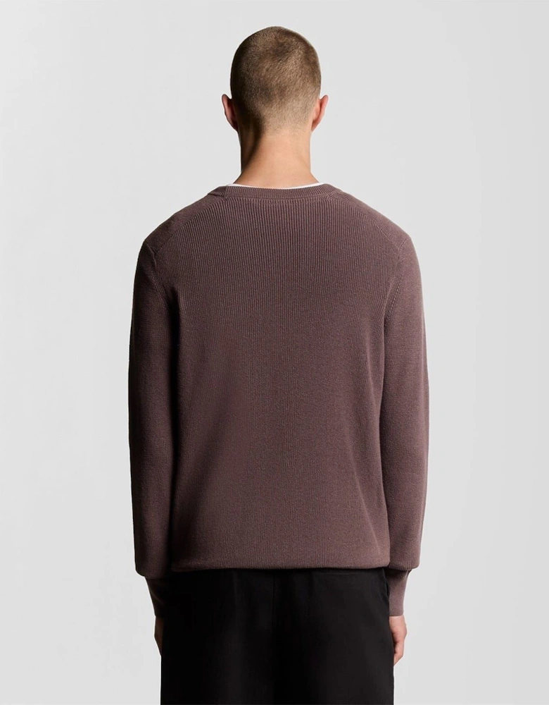 Ribbed Crew Neck Raglan Sleeve Sweater