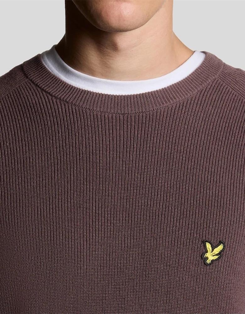 Ribbed Crew Neck Raglan Sleeve Sweater