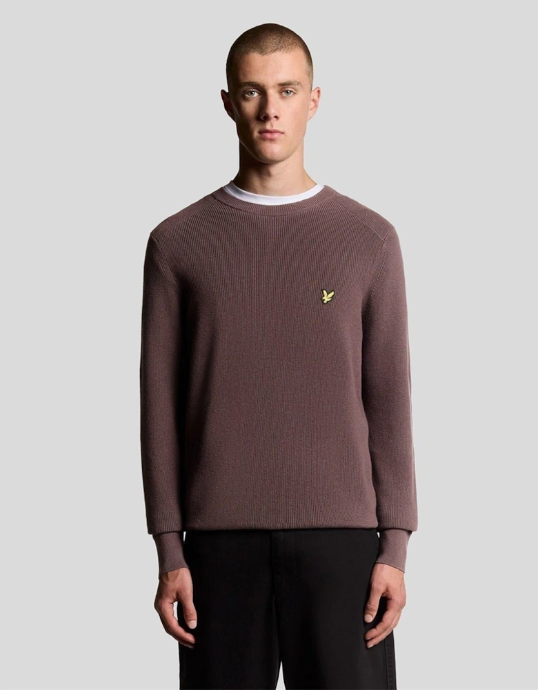 Ribbed Crew Neck Raglan Sleeve Sweater