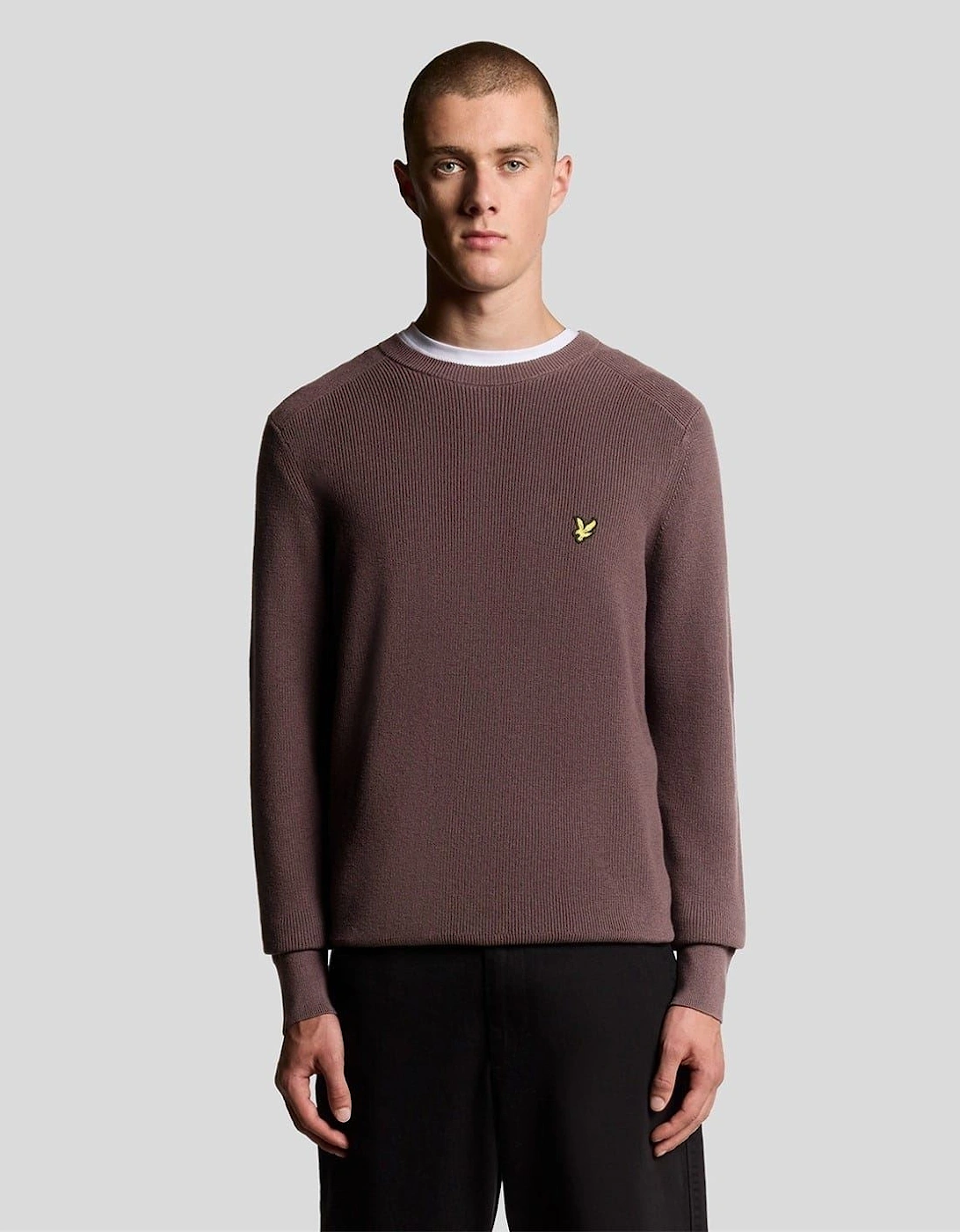Ribbed Crew Neck Raglan Sleeve Sweater