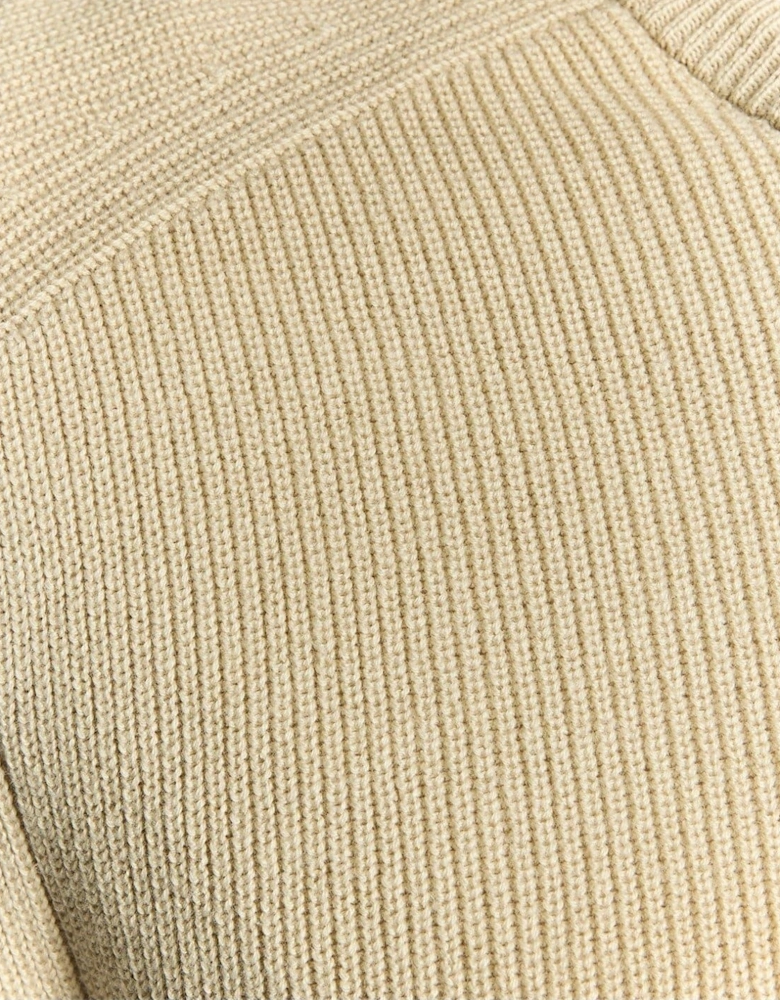 Ribbed Crew Neck Raglan Sleeve Sweater