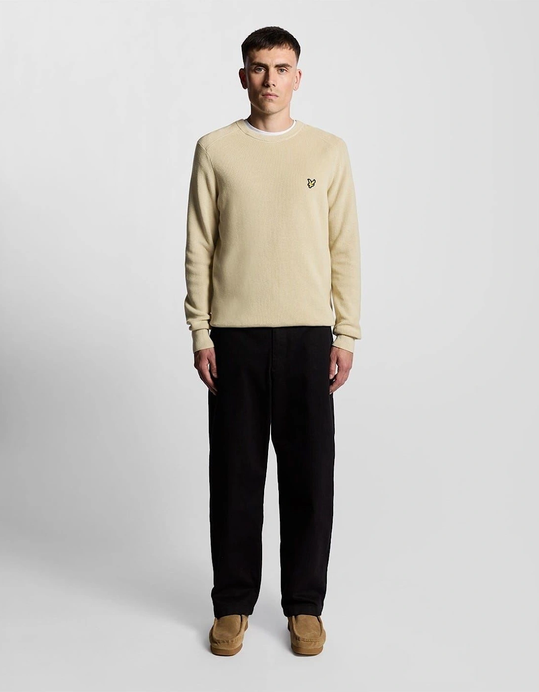 Ribbed Crew Neck Raglan Sleeve Sweater