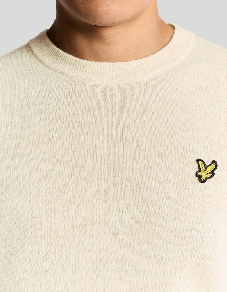 Embroidered Crew Neck Ribbed Collar Long Sleeve Sweater