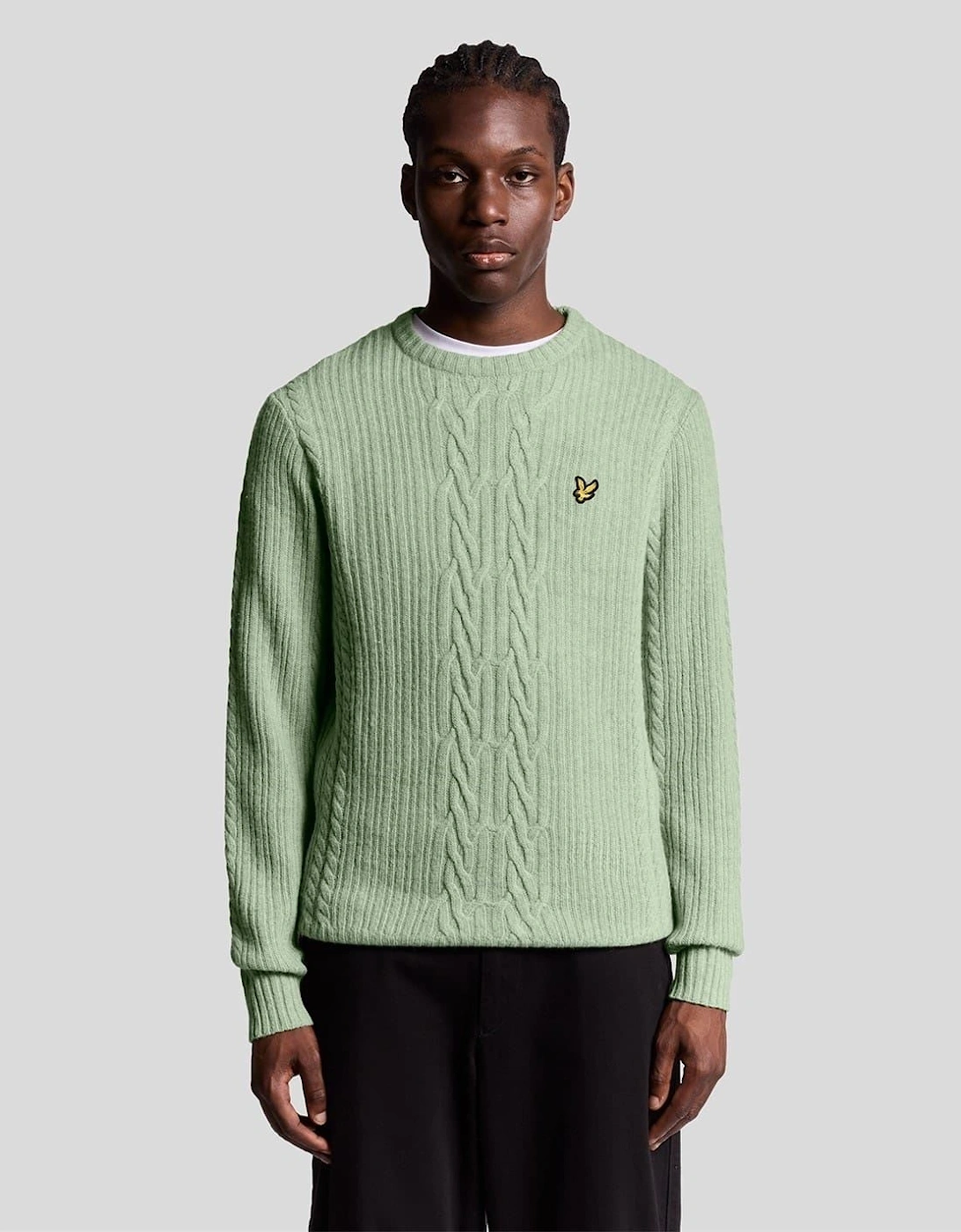 Embroidered Eagle Logo Crew Neck Long Sleeve Sweater