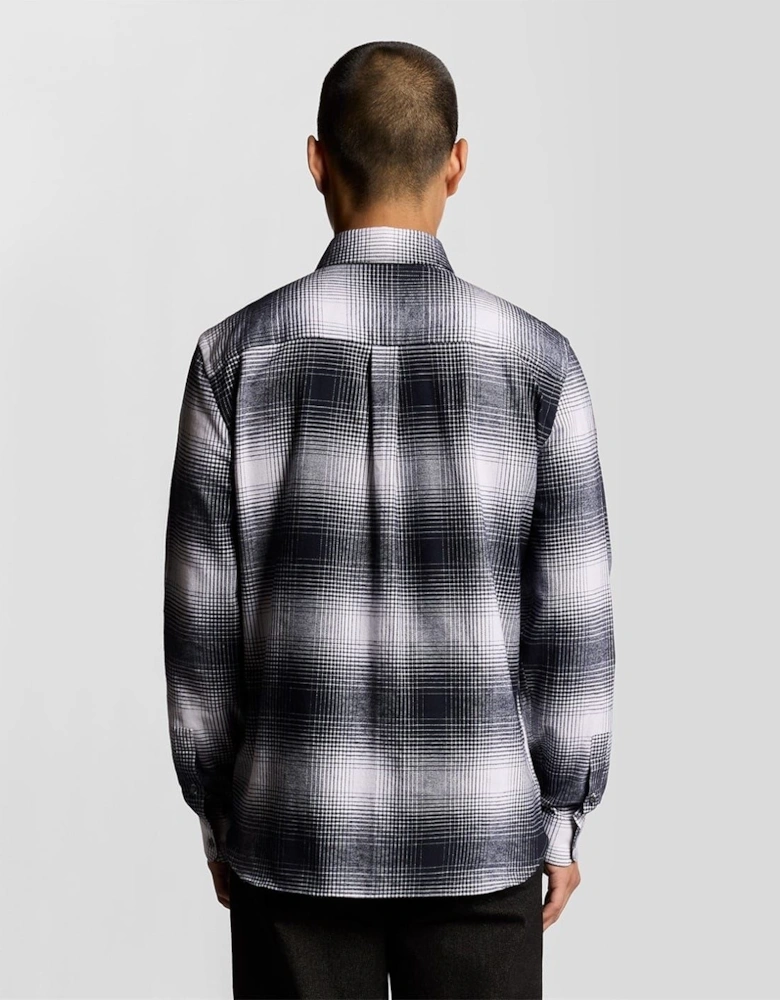 Flannel Collared Neck Long Sleeve Shirt