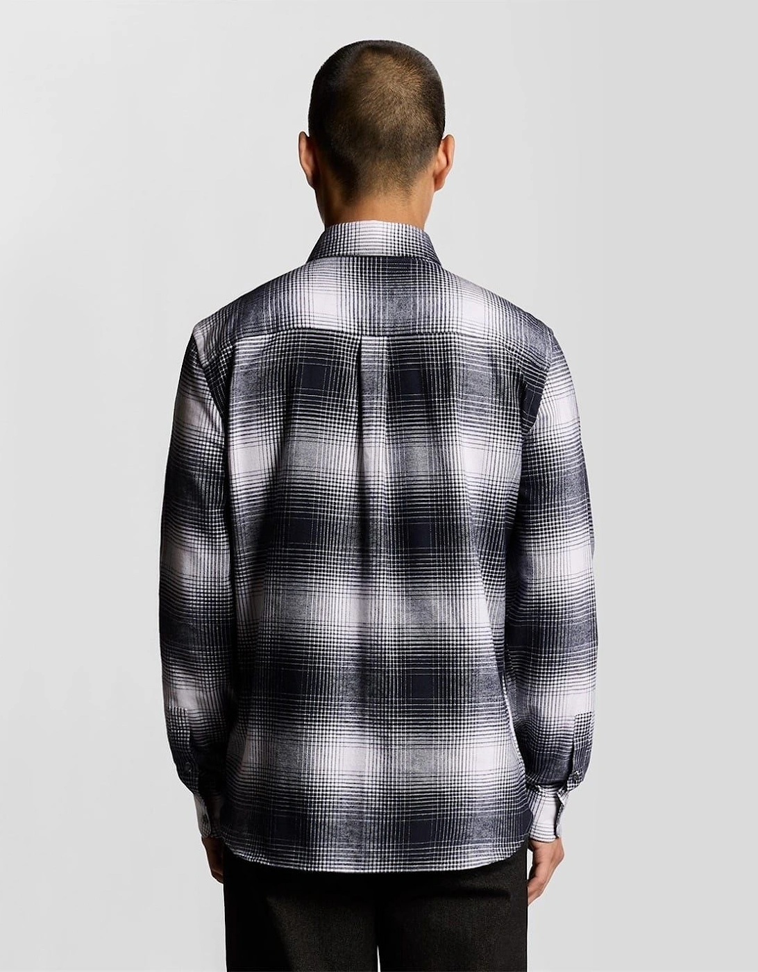 Flannel Collared Neck Long Sleeve Shirt
