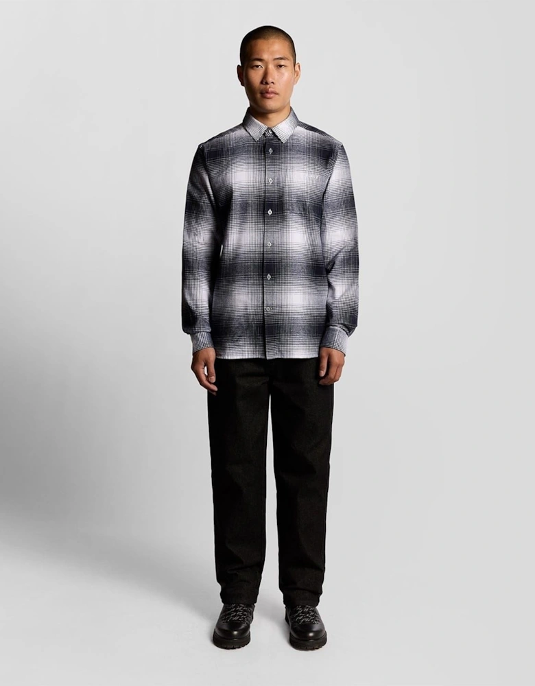 Flannel Collared Neck Long Sleeve Shirt