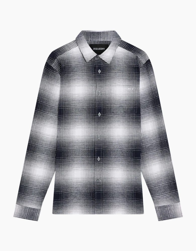 Flannel Collared Neck Long Sleeve Shirt