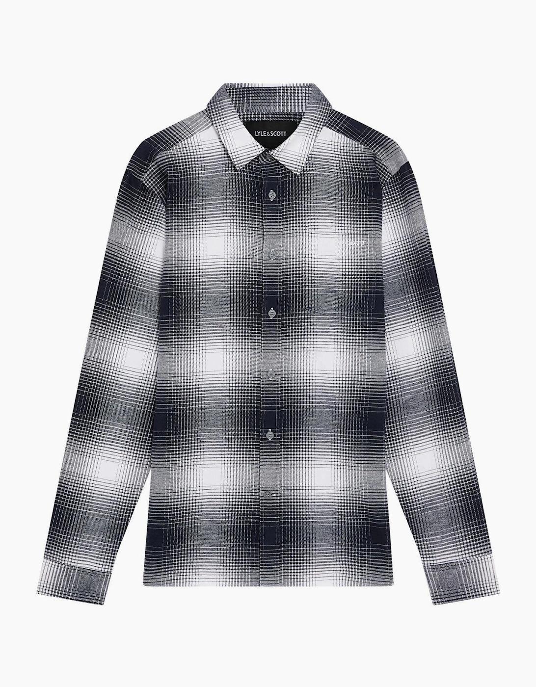 Flannel Collared Neck Long Sleeve Shirt