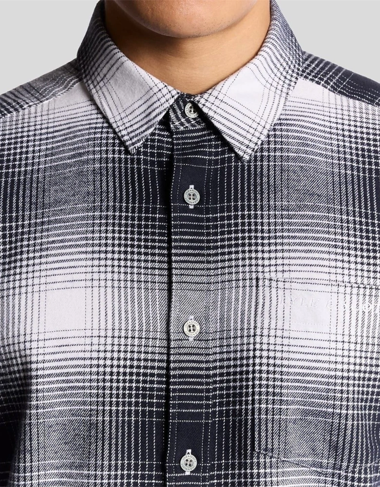 Flannel Collared Neck Long Sleeve Shirt