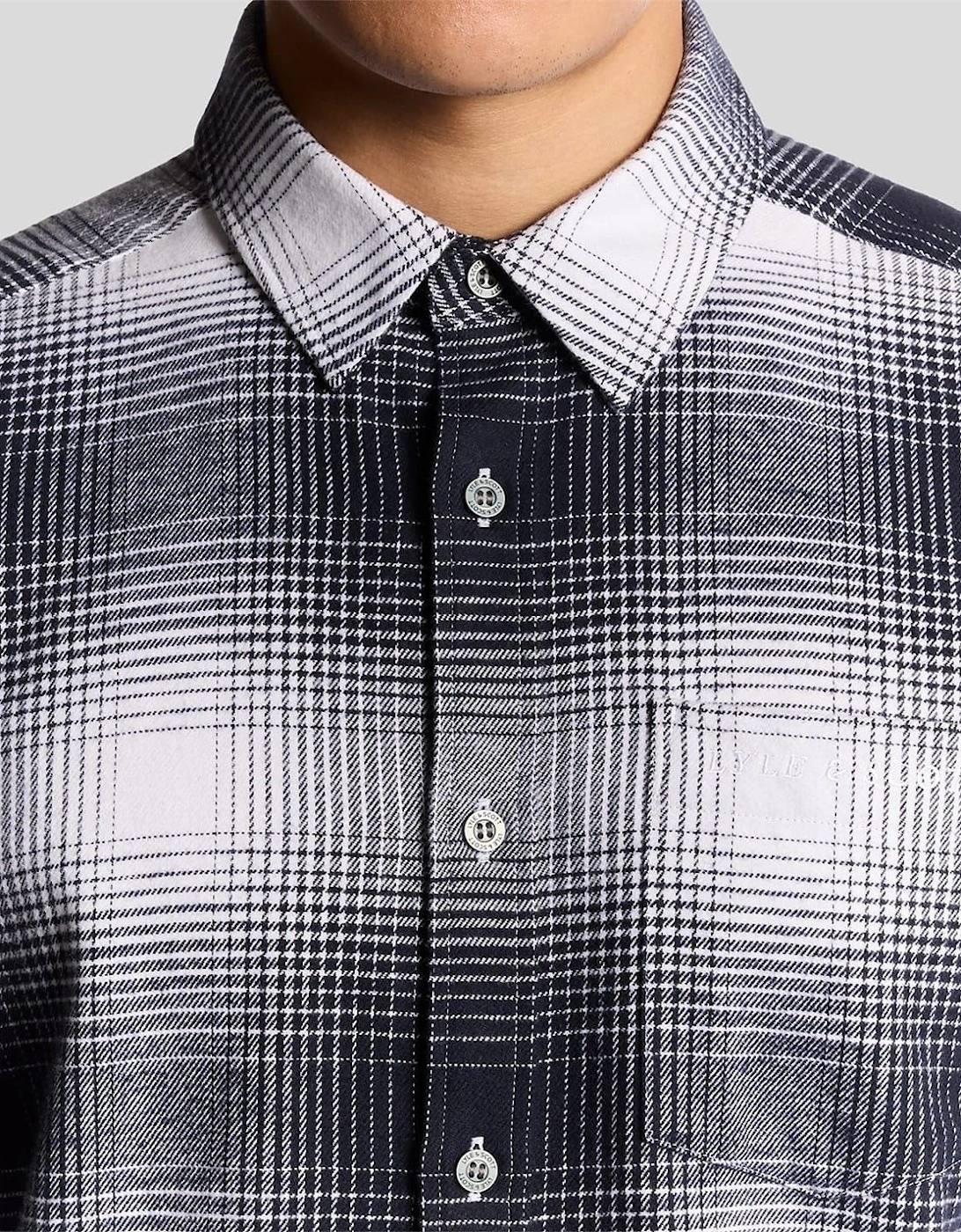 Flannel Collared Neck Long Sleeve Shirt