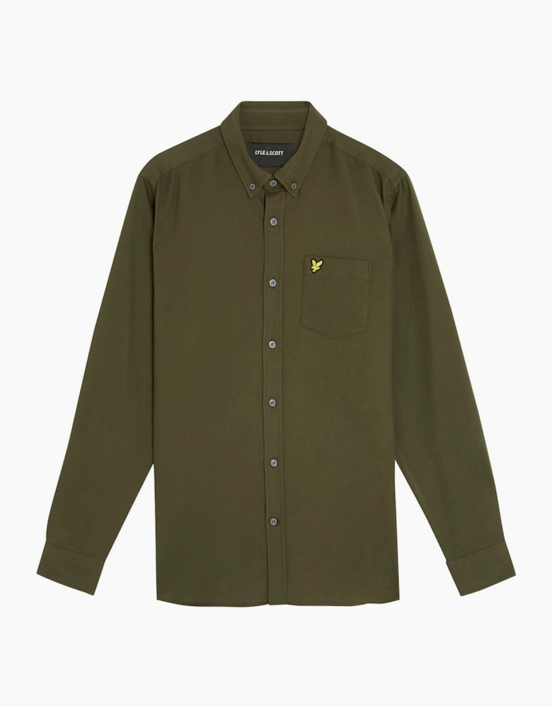 Flannel Button Down Collar Long Sleeve Shirt