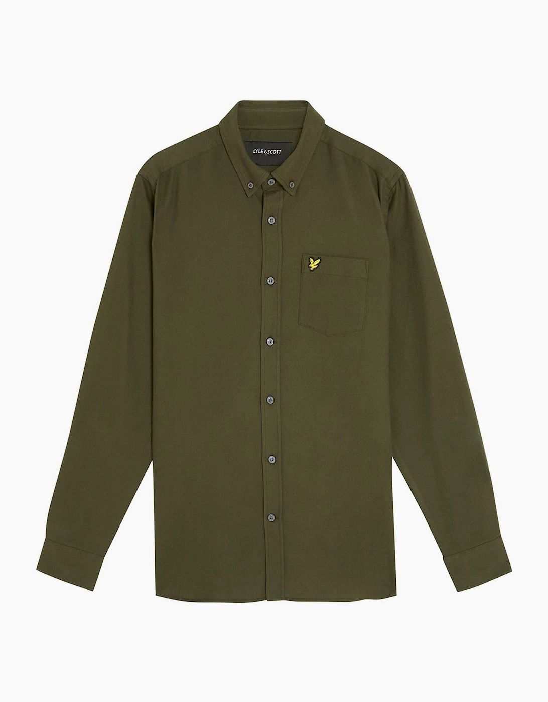 Flannel Button Down Collar Long Sleeve Shirt