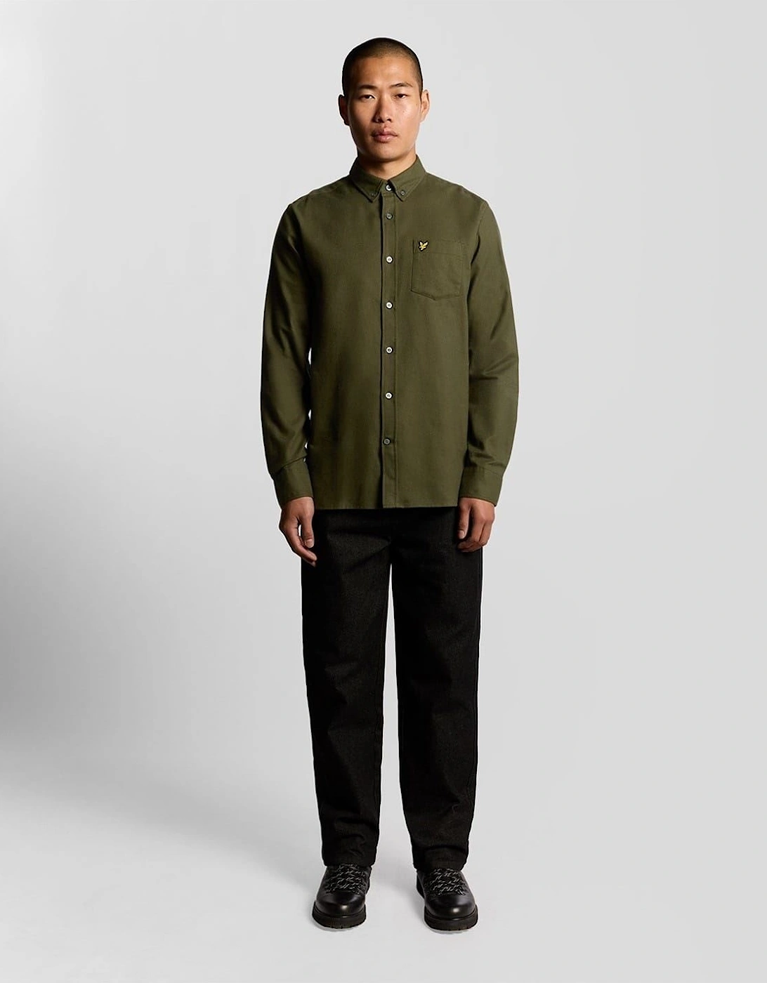 Flannel Button Down Collar Long Sleeve Shirt
