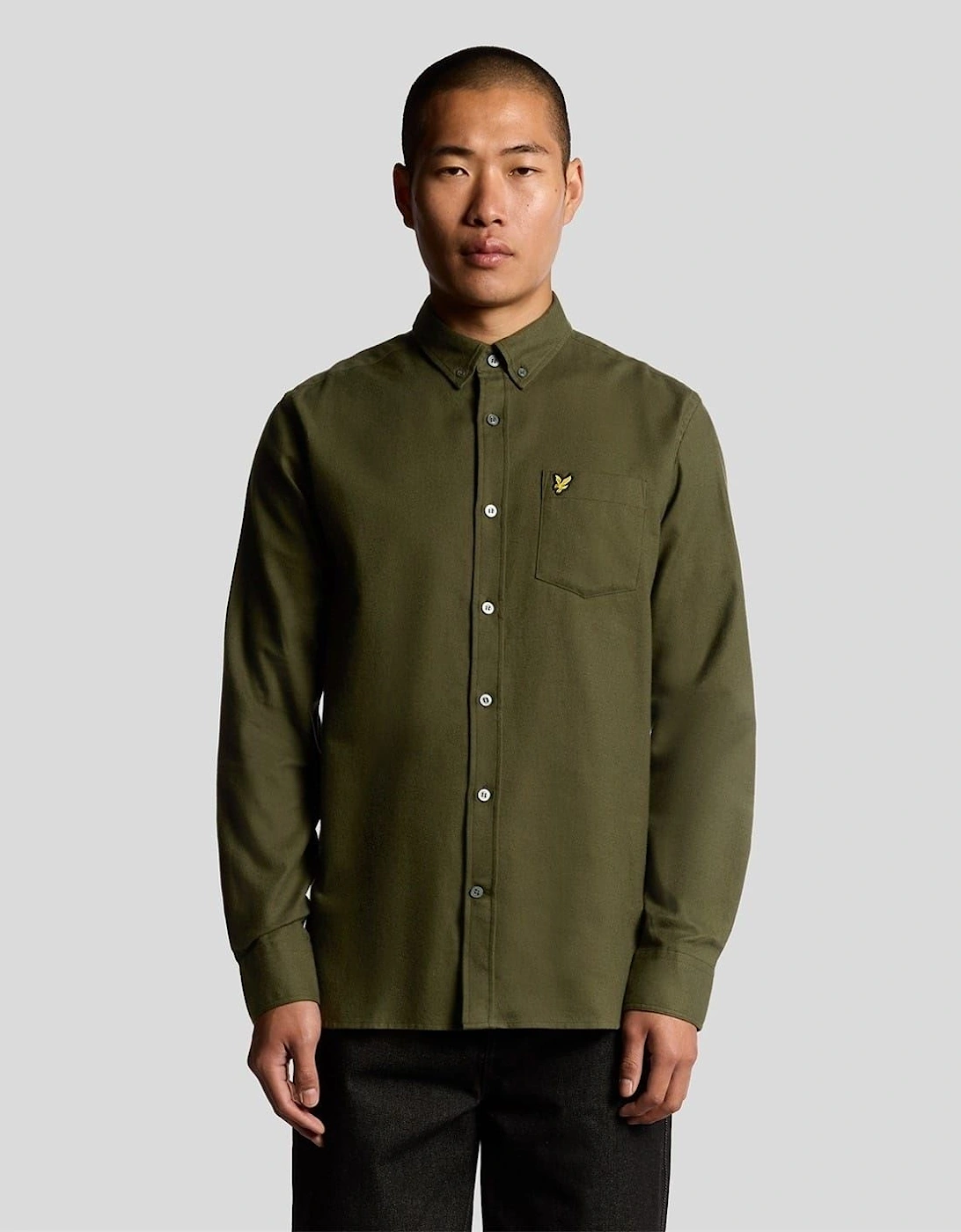 Flannel Button Down Collar Long Sleeve Shirt