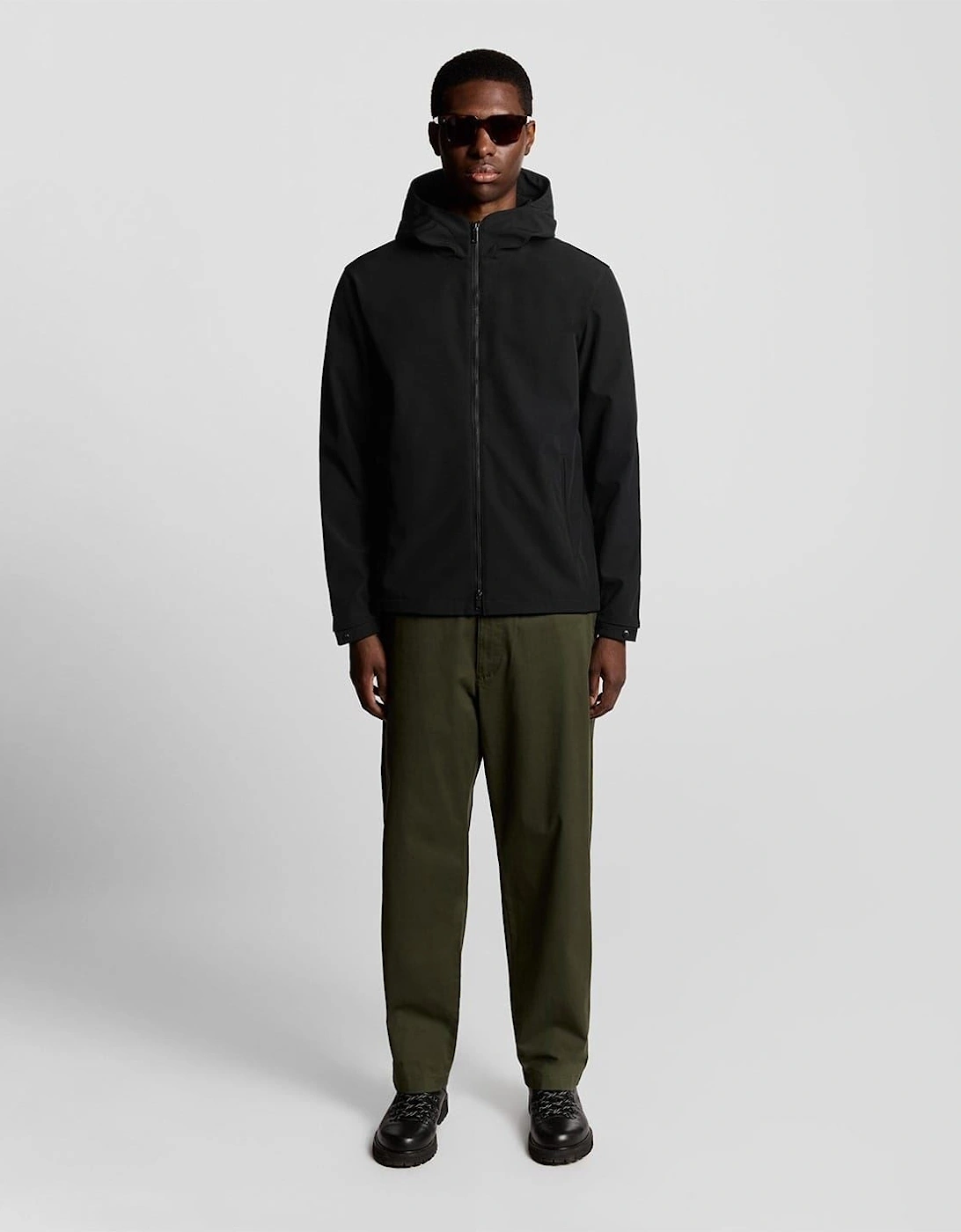 Solid Patterned Hooded Softshell Jacket with Zipped Pocket