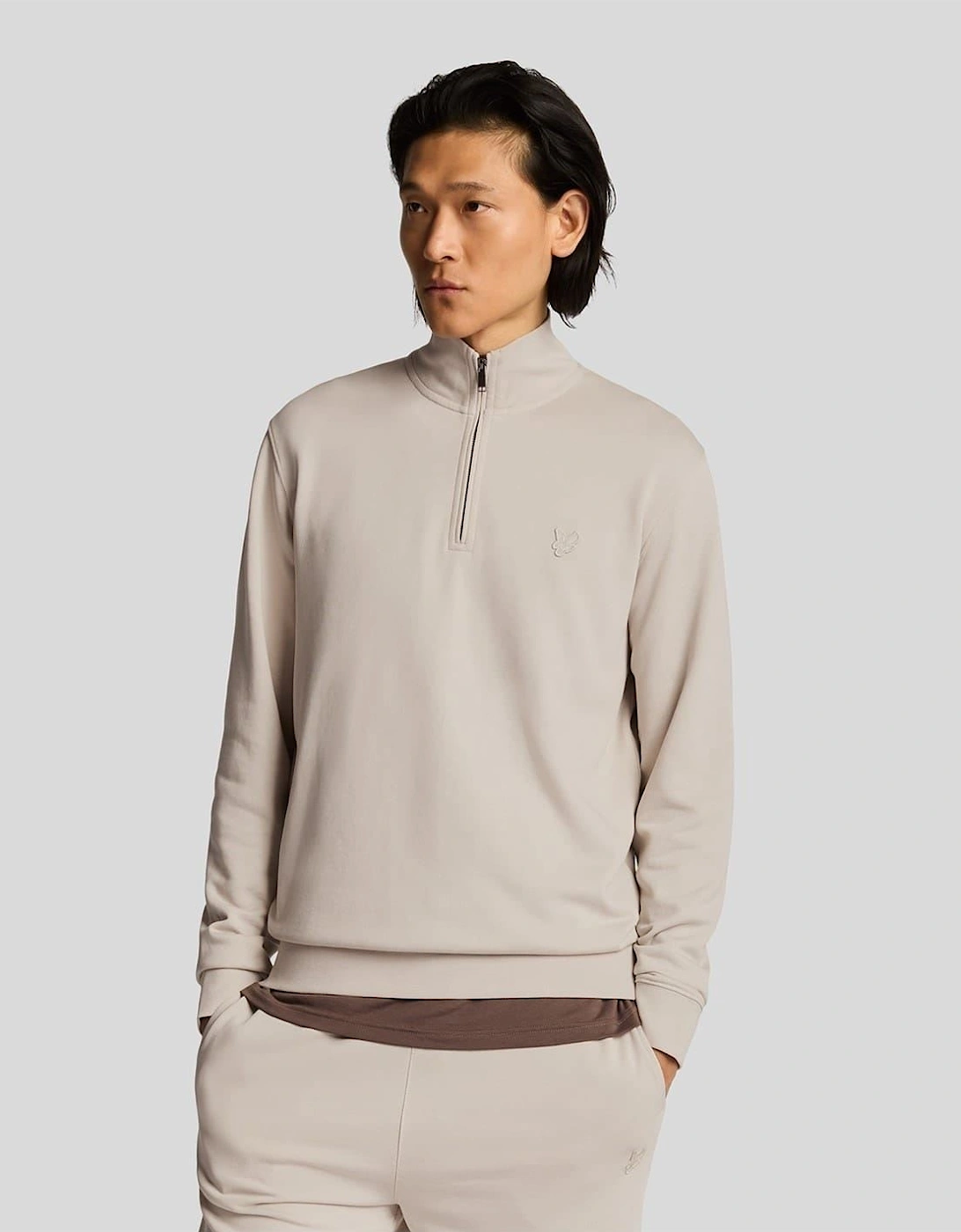 Zip Neck Funnel Neck Long Sleeve Sweatshirt