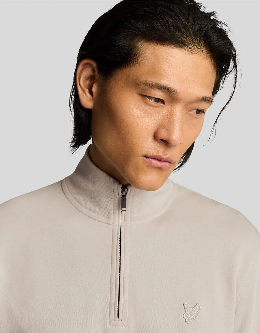 Zip Neck Funnel Neck Long Sleeve Sweatshirt