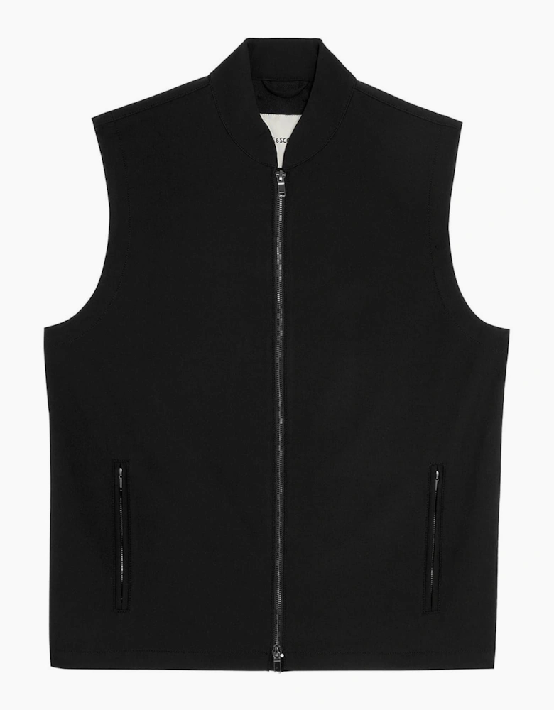 Solid Patterned Full Zipper Waist Coat with Zipped Pocket