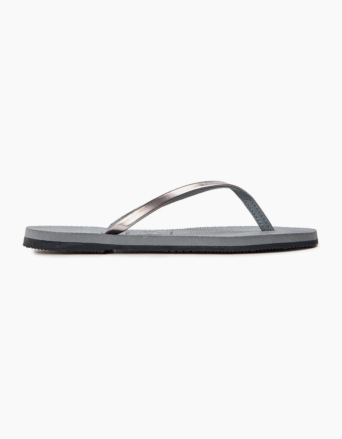 Hav. You Metallic Steel Grey 33 34 Flip Flops Womens