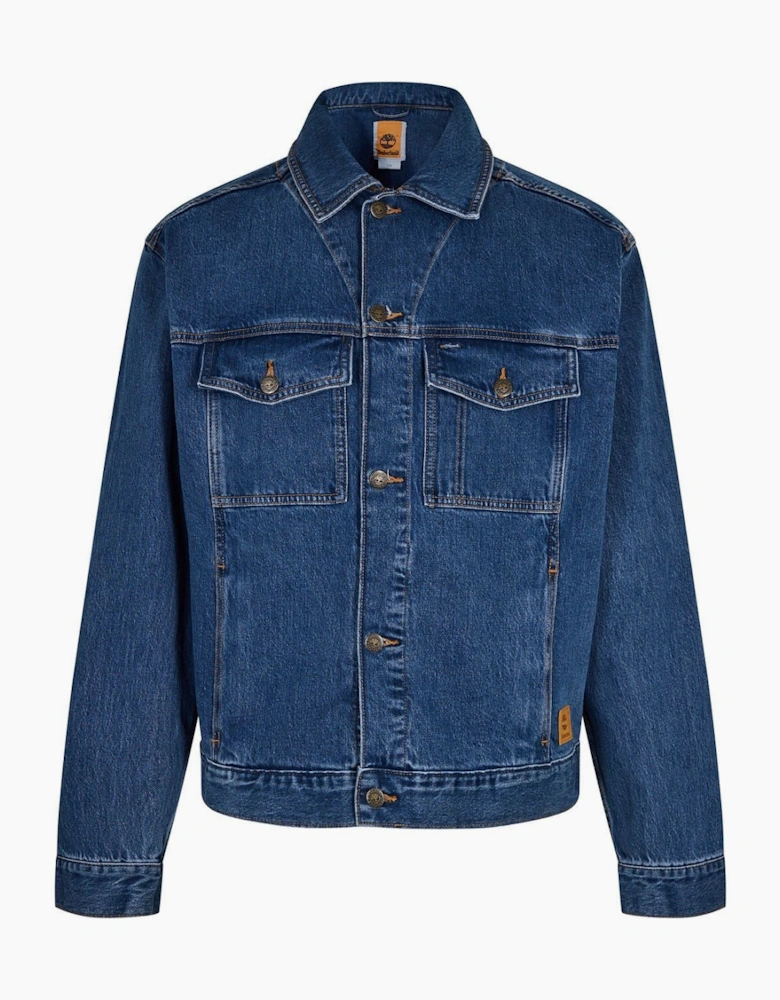 Denim Jacket Solid Patterned with Chest Pocket