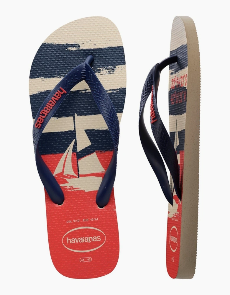 Mens Hav. Top Nautical Navy Blue White N Flip Flops