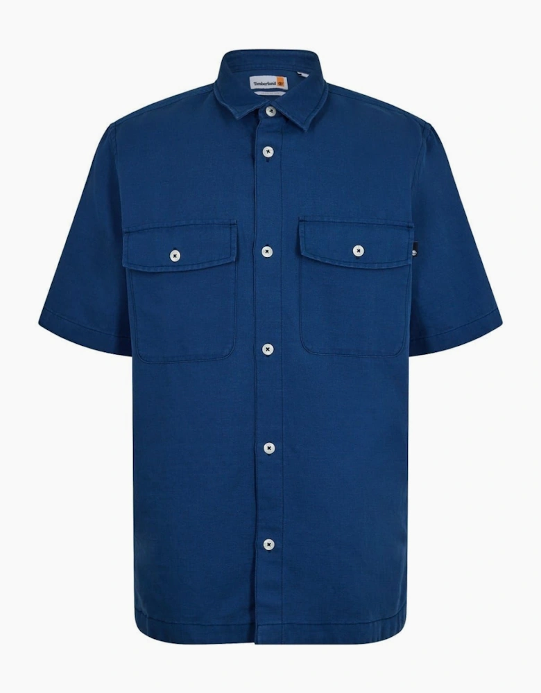 Cotton Linen Utility Overshirt Dark