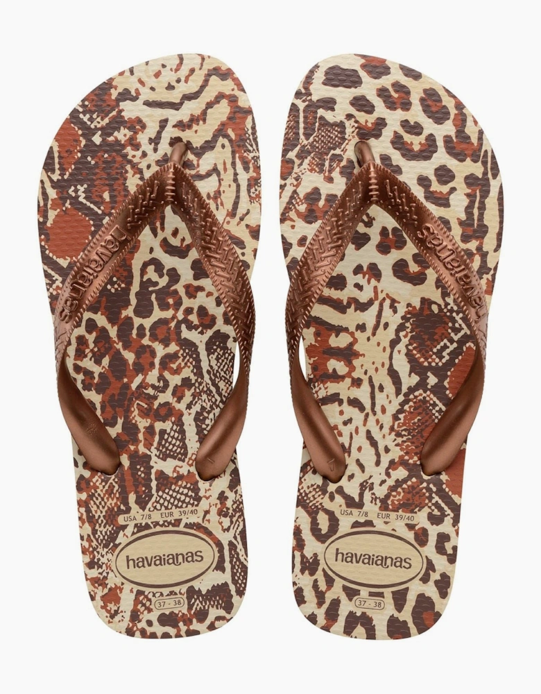 Leopard Patterned Flip Flops Sandals