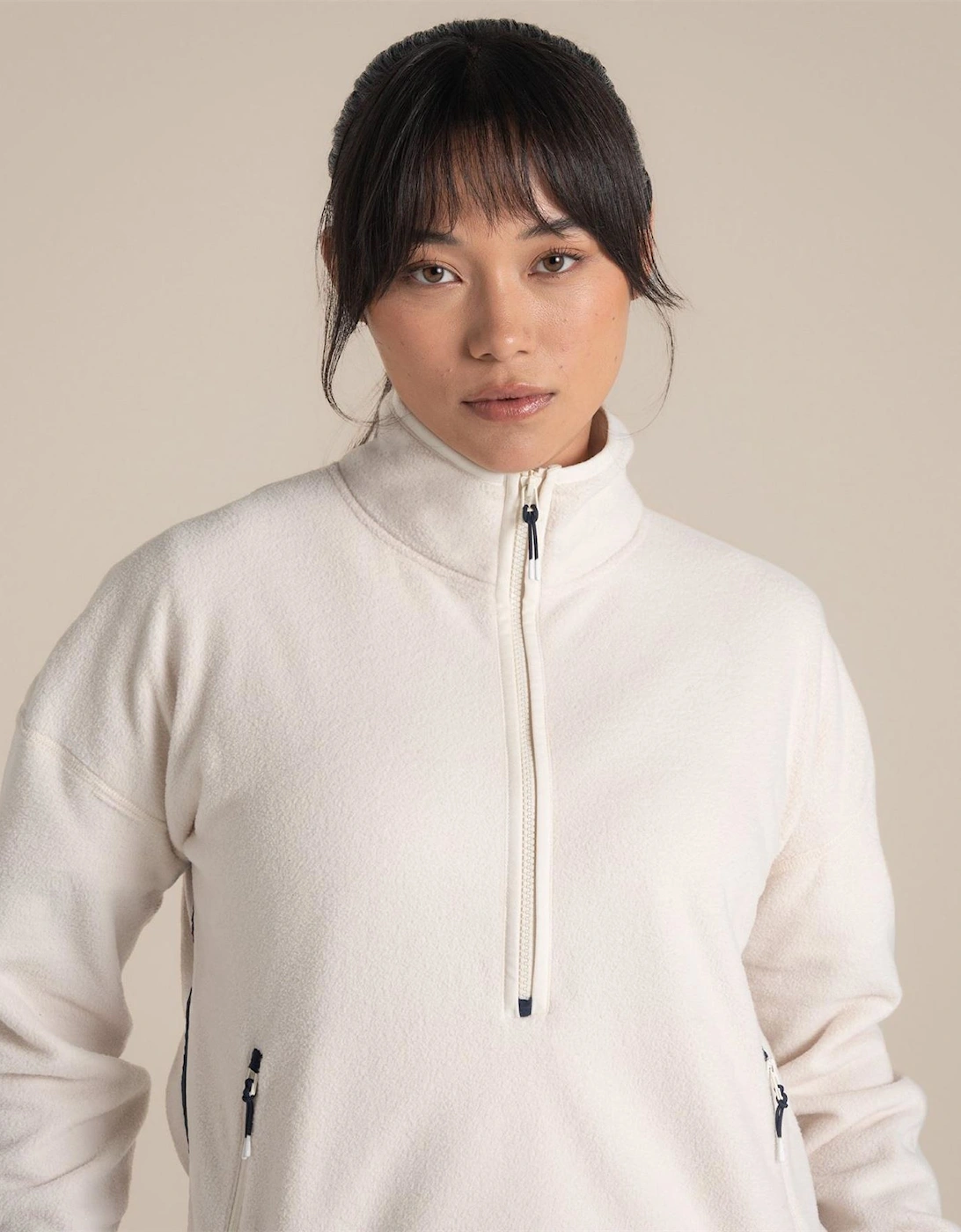 Zipped Pocket Funnel Neck Long Sleeve Sweatshirt