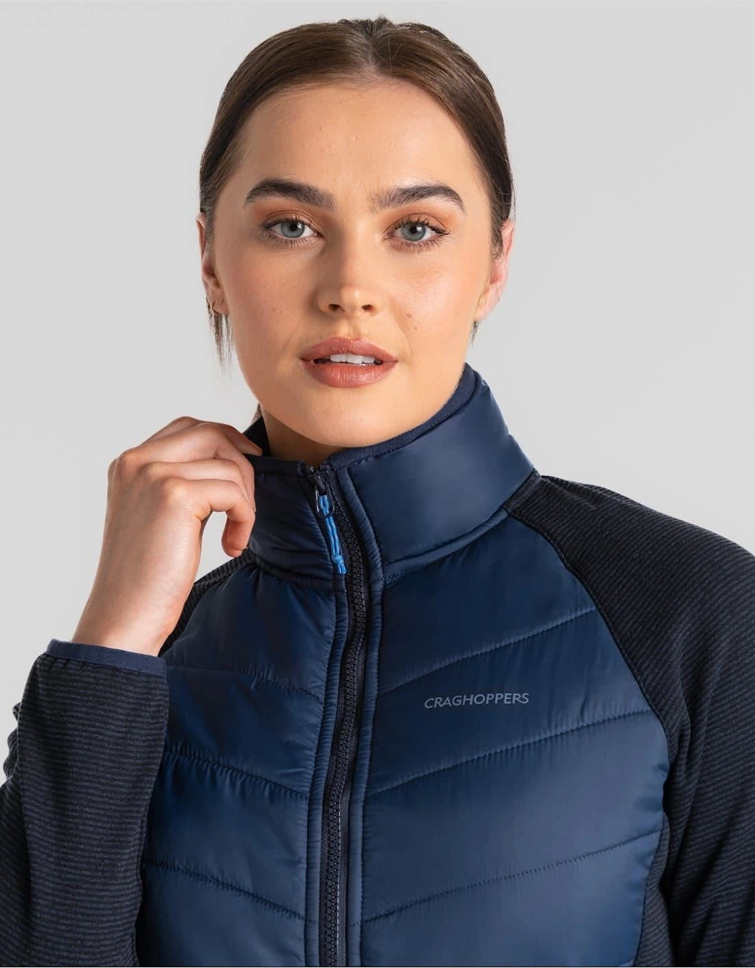 Crmla Solid Patterned Zipped Pocket Hybrid Jacket