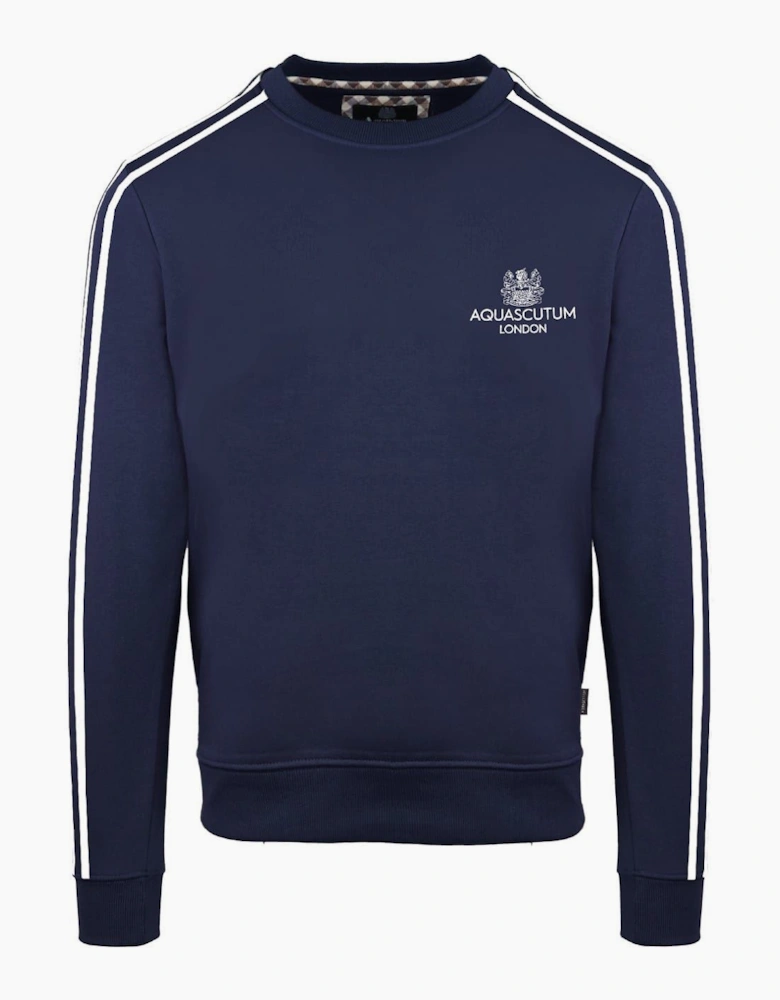 Embroidered Crew Neck Ribbed Collar Long Sleeve Sweatshirt