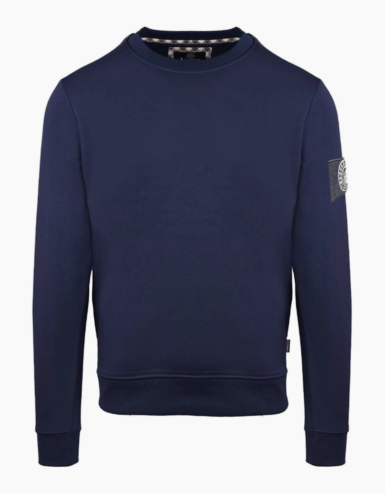 Crew Neck Ribbed Collar Long Sleeve Sweatshirt