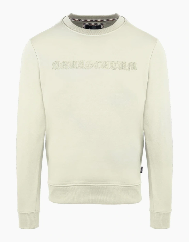 Embroidered Crew Neck Ribbed Collar Long Sleeve Sweatshirt
