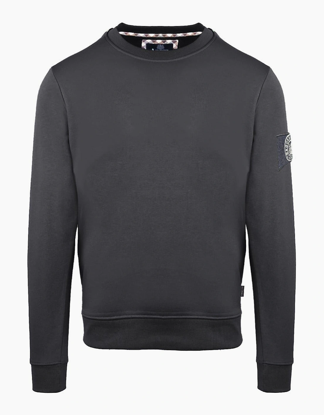 Crew Neck Ribbed Collar Long Sleeve Sweatshirt, 2 of 1