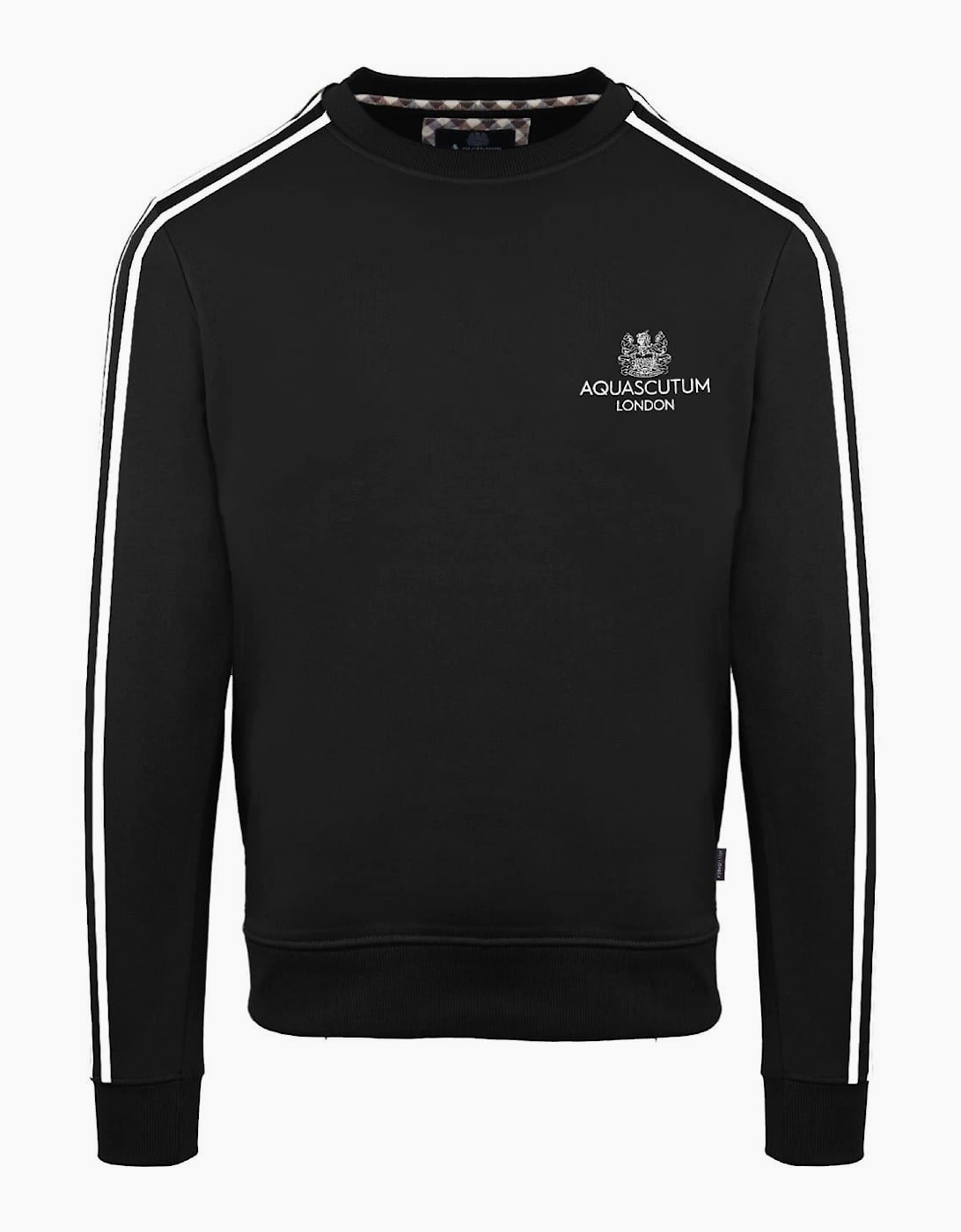 Embroidered Crew Neck Ribbed Collar Long Sleeve Sweatshirt