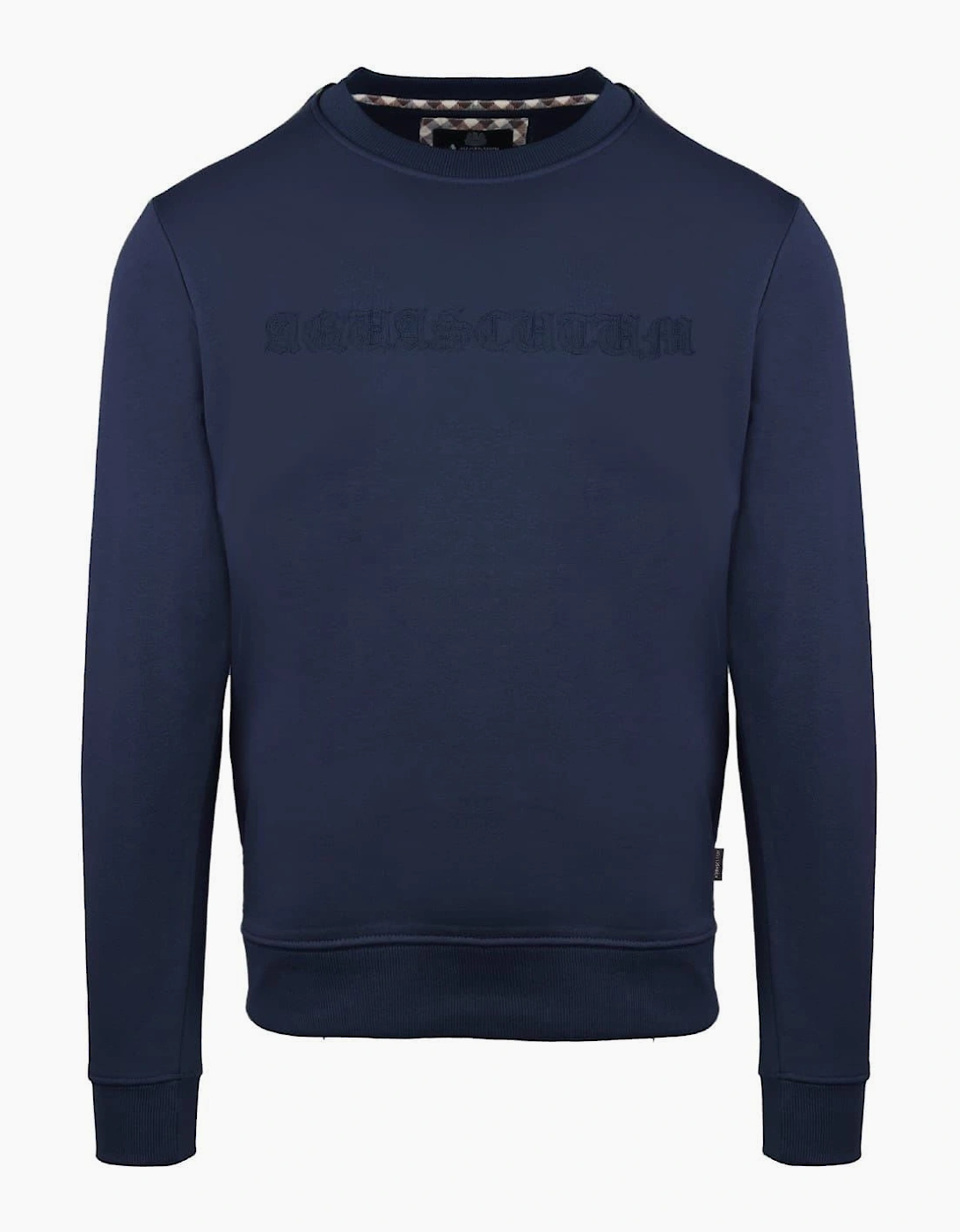 Embroidered Crew Neck Ribbed Collar Long Sleeve Sweatshirt, 2 of 1