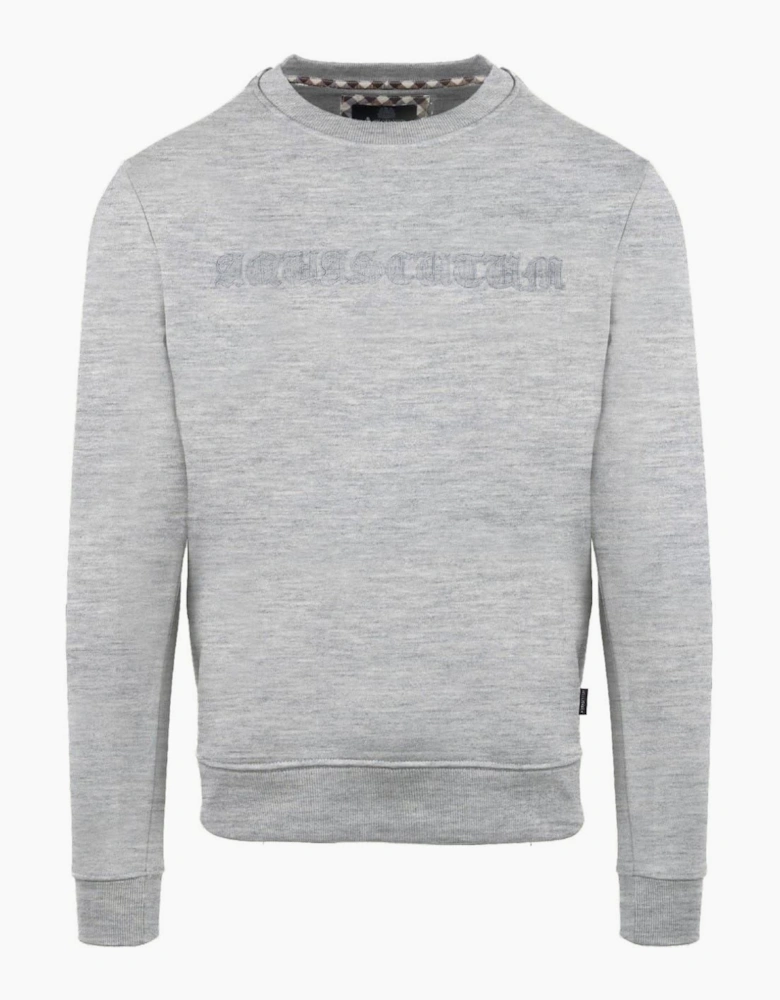 Embroidered Crew Neck Ribbed Collar Long Sleeve Sweatshirt