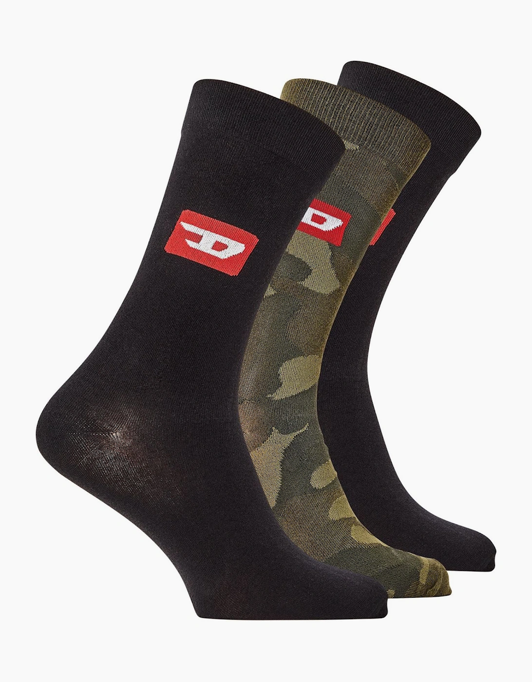 Diesel Men's Black 3 Pack Long Crew Socks - Size 8/5/5.5/6/7/6.5/7.5/4/2.5/4.5/3.5/3