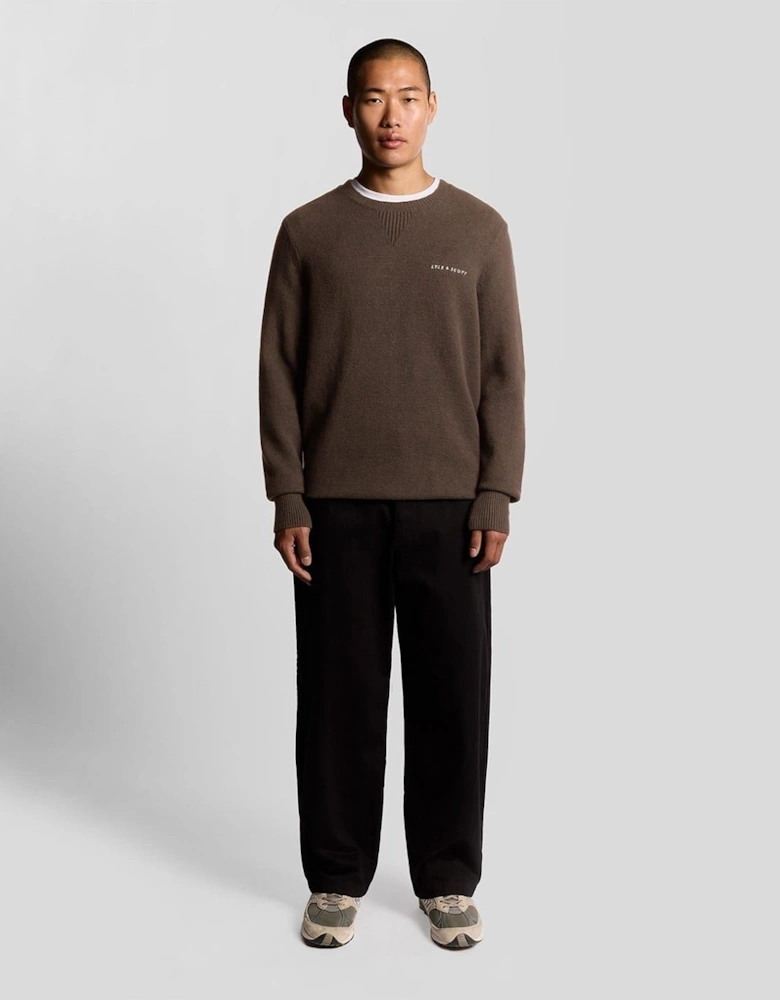 Crew Neck Ribbed Collar Long Sleeve Sweater