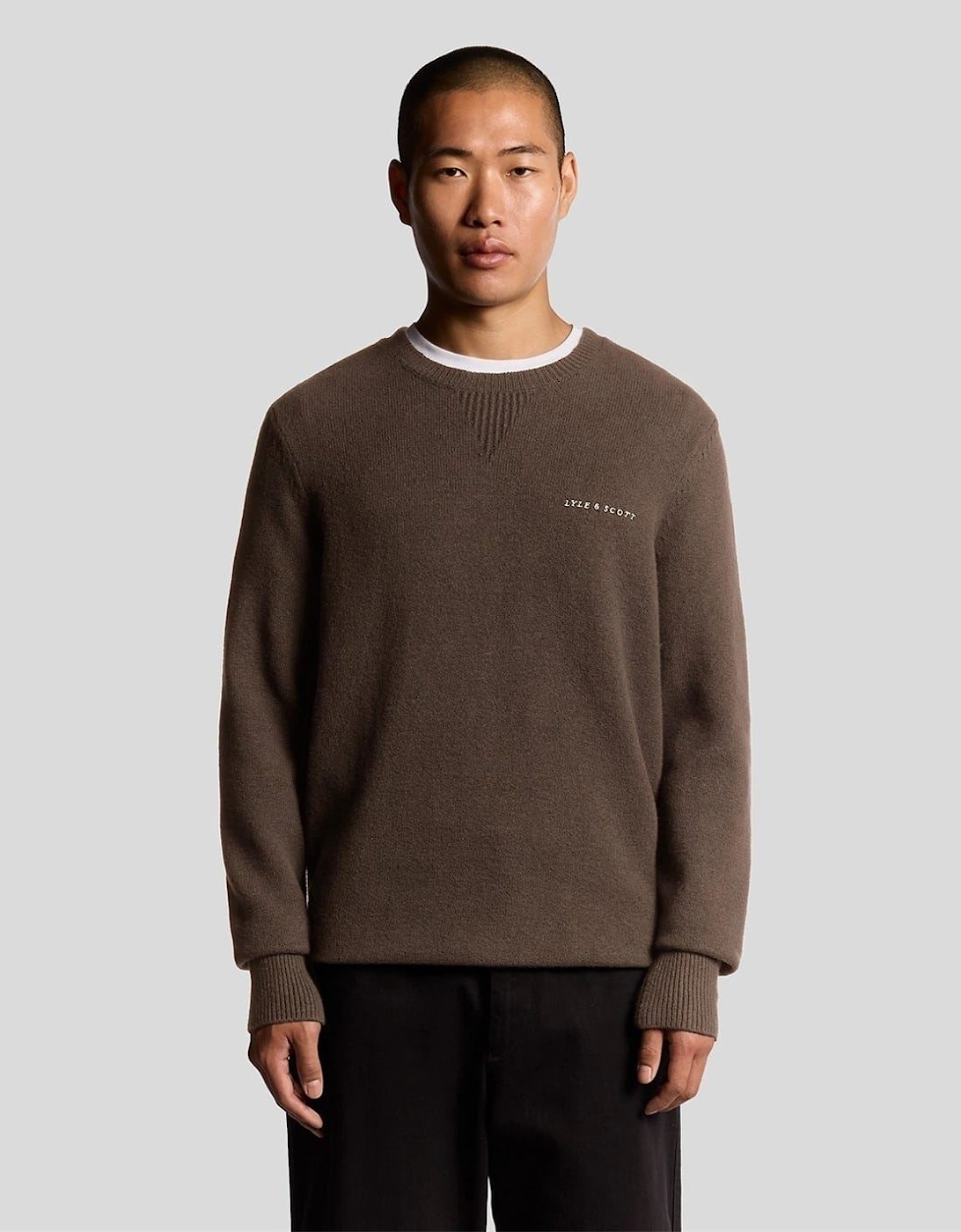 Crew Neck Ribbed Collar Long Sleeve Sweater