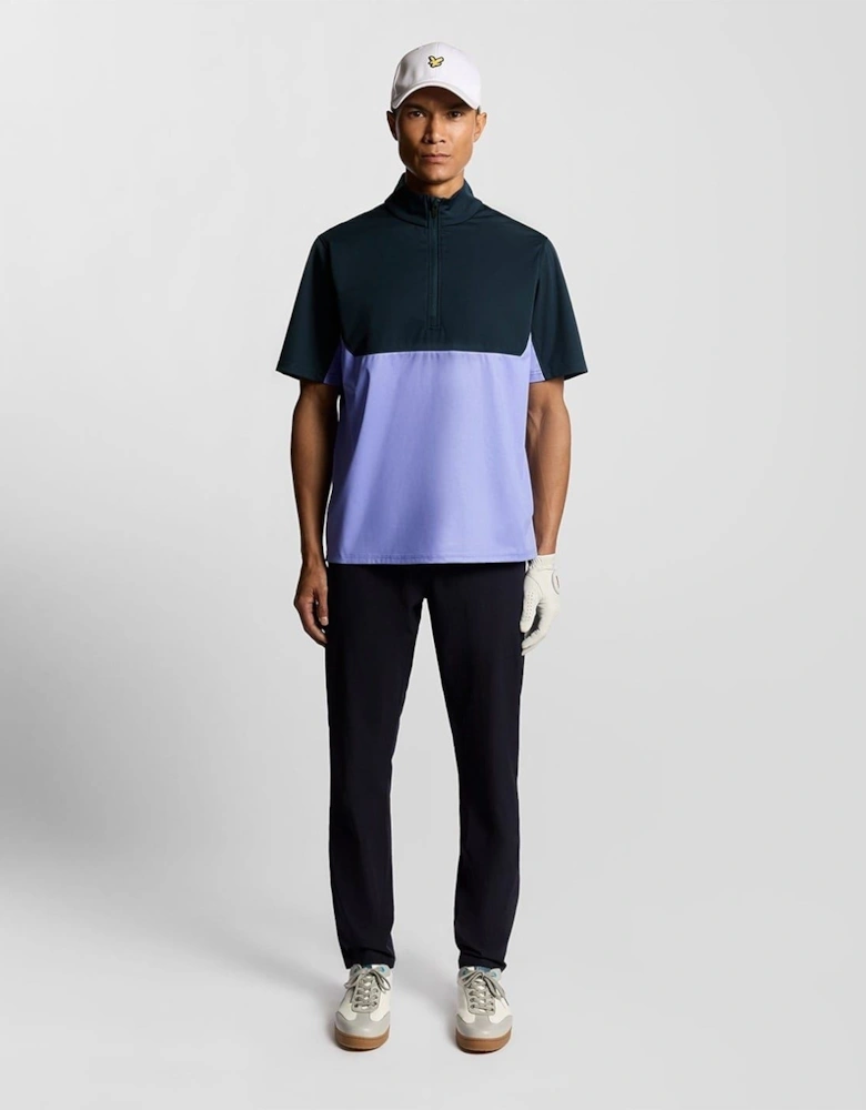 Funnel Neck High Collar Short Sleeve Athletic Shirt