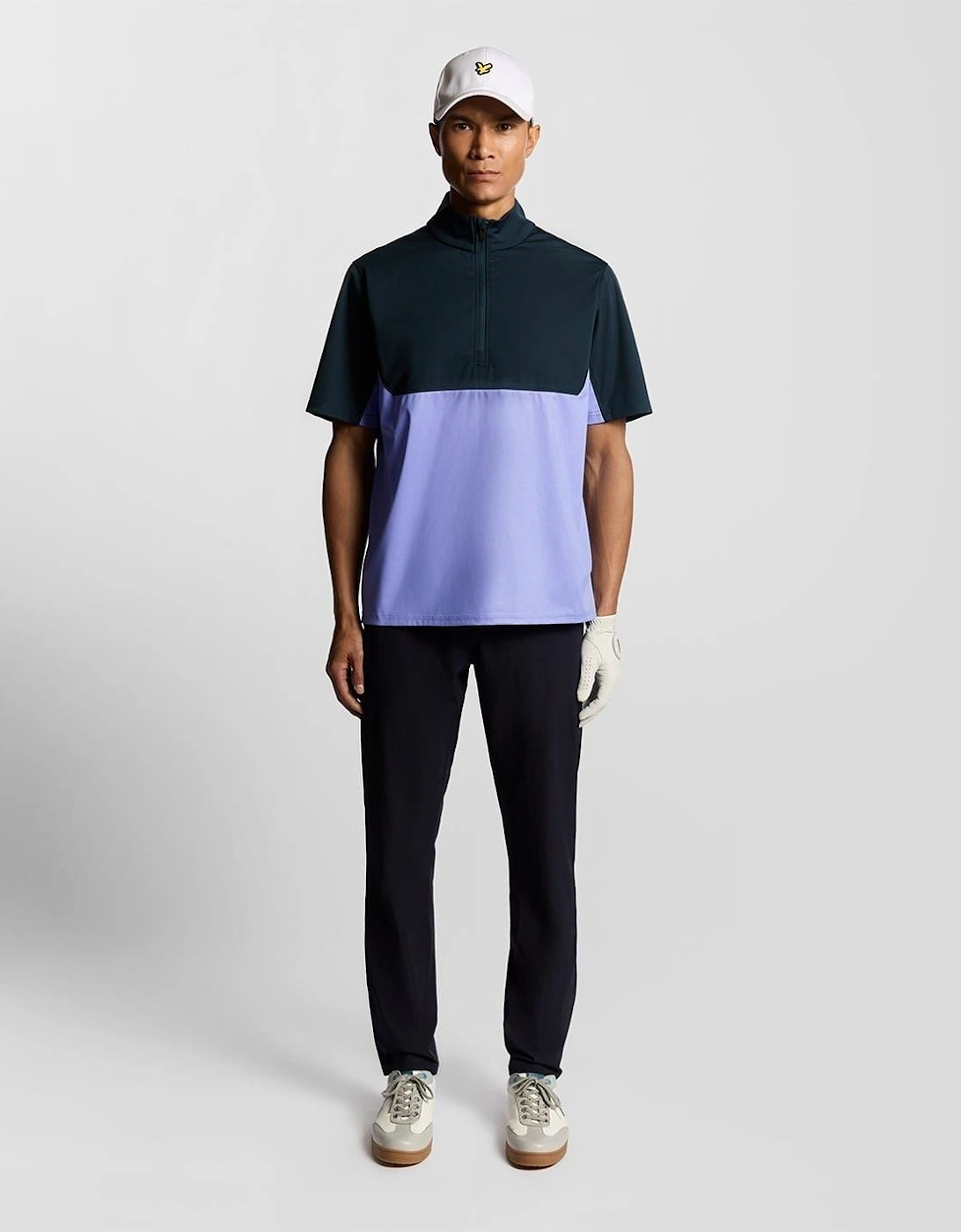 Funnel Neck High Collar Short Sleeve Athletic Shirt